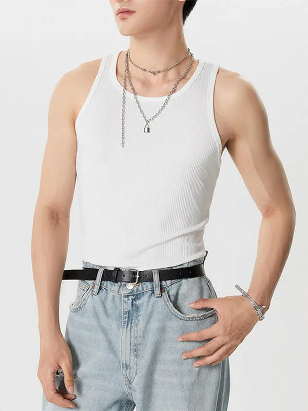 Mens Solid Ribbed Knit Sleeveless Tank SKUK02702 sold by Incerunmen product image thumbnail 3