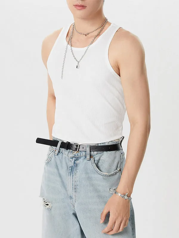 Mens Solid Ribbed Knit Sleeveless Tank SKUK02702 sold by Incerunmen product image thumbnail 4