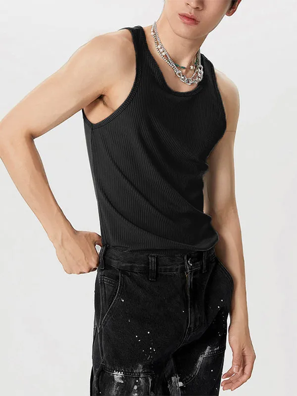 Mens Solid Ribbed Knit Sleeveless Tank SKUK02702 sold by Incerunmen product image thumbnail 2