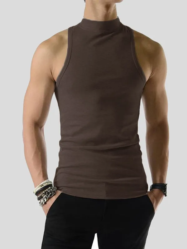 Mens Solid Half Collar Sleeveless Knit Tank SKUK02747 sold by Incerunmen product image thumbnail 3