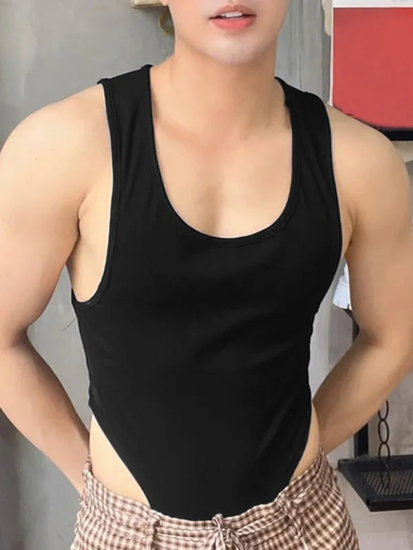 Mens Solid Sleeveless Crew Neck Bodysuit SKUK00663 sold by Incerunmen