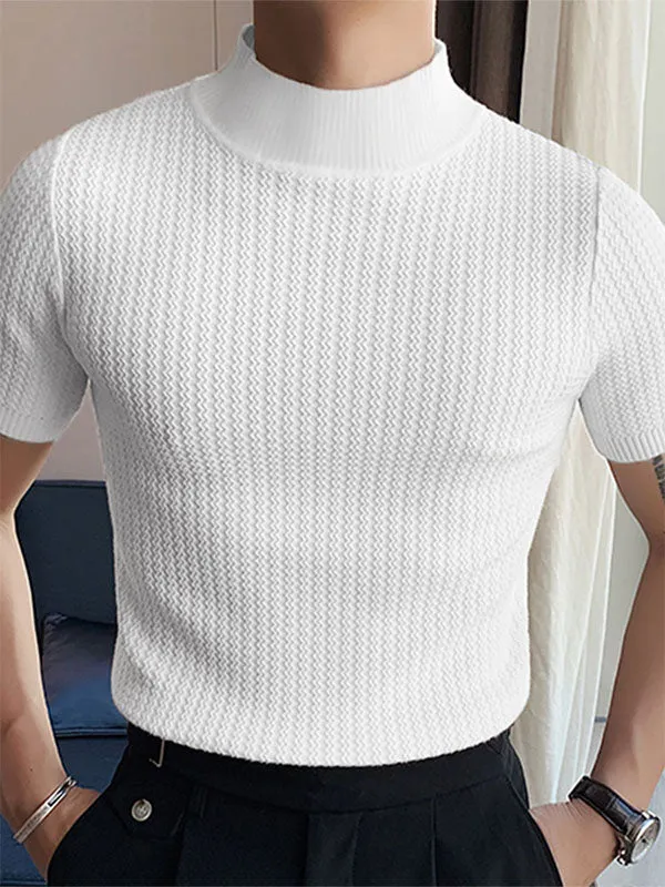 Mens Half-collar Solid Short Sleeve T-shirt SKUJ91192 sold by Incerunmen product image thumbnail 4