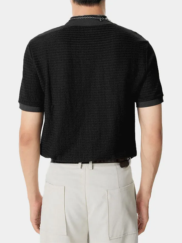 Mens Half-collar Solid Short Sleeve T-shirt SKUJ91192 sold by Incerunmen product image thumbnail 3