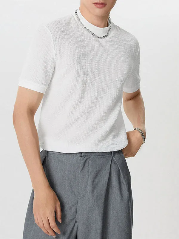 Mens Half-collar Solid Short Sleeve T-shirt SKUJ91192 sold by Incerunmen product image thumbnail 5