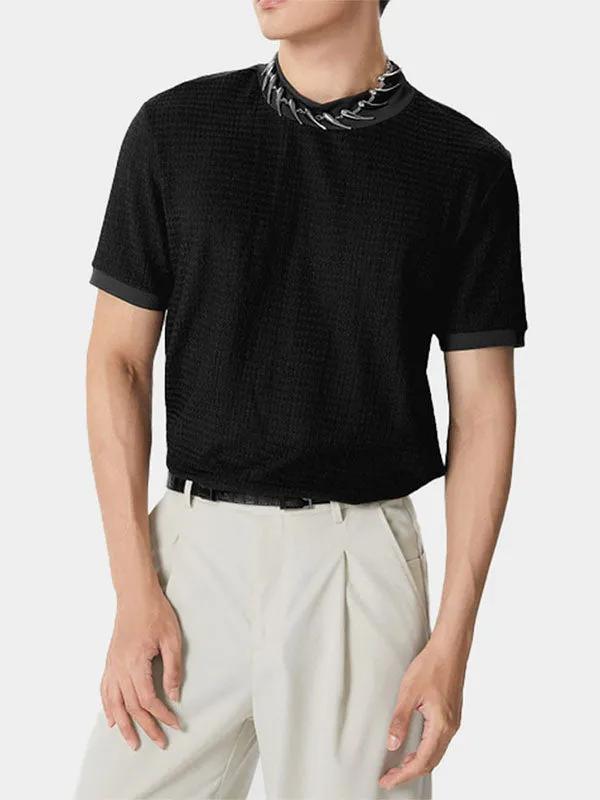 Mens Half-collar Solid Short Sleeve T-shirt SKUJ91192 sold by Incerunmen product image thumbnail 2