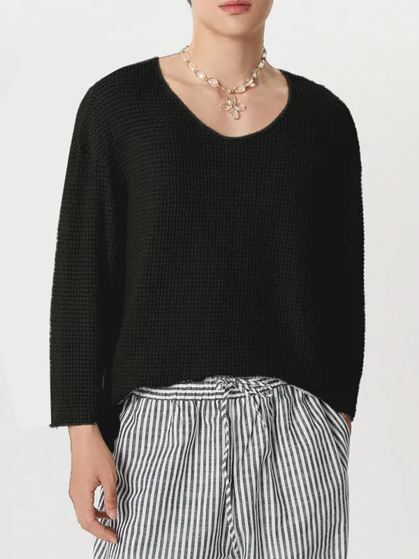 Mens Solid Long Sleeve V-neck T-shirt SKUJ90760 sold by Incerunmen