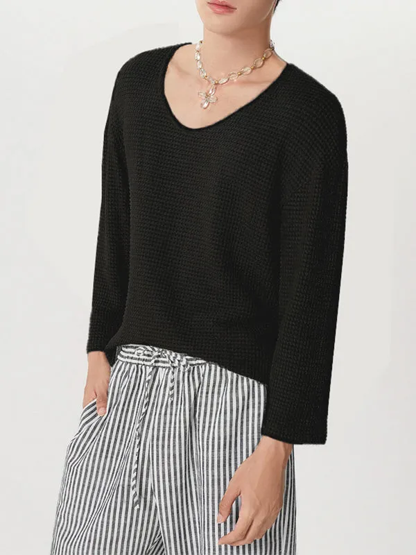 Mens Solid Long Sleeve V-neck T-shirt SKUJ90760 sold by Incerunmen product image thumbnail 2