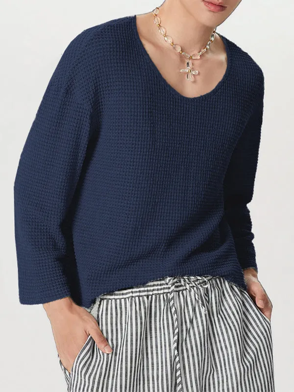 Mens Solid Long Sleeve V-neck T-shirt SKUJ90760 sold by Incerunmen product image thumbnail 4