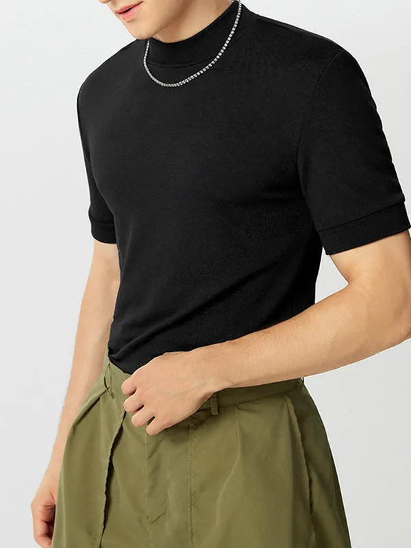 Solid Short Sleeve Half Collar T-shirt SKUJ90758 sold by Incerunmen product image thumbnail 2