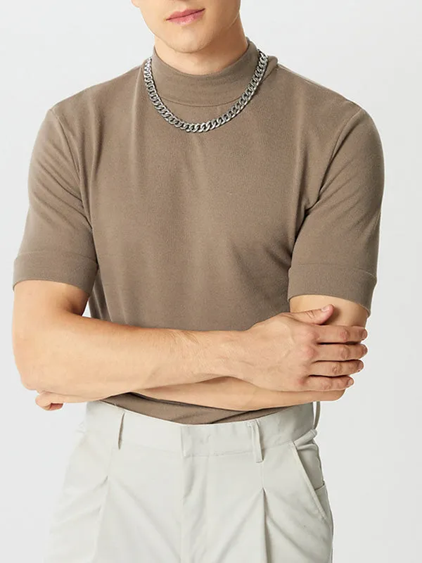 Solid Short Sleeve Half Collar T-shirt SKUJ90758 sold by Incerunmen product image thumbnail 5