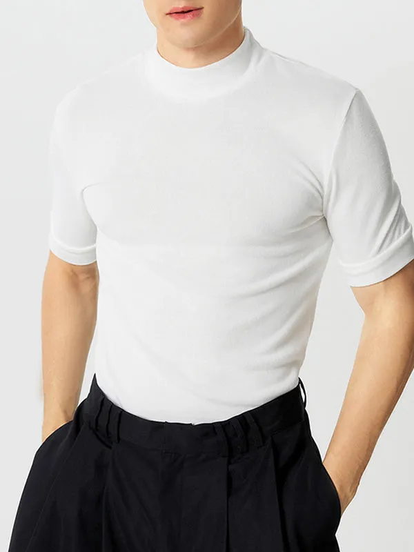 Solid Short Sleeve Half Collar T-shirt SKUJ90758 sold by Incerunmen product image thumbnail 3