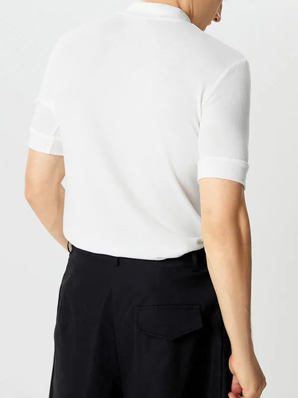 Solid Short Sleeve Half Collar T-shirt SKUJ90758 sold by Incerunmen product image thumbnail 4