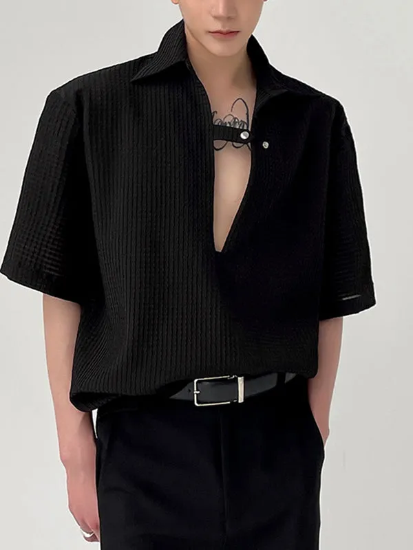 Mens Textured Slightly See Through Polo Shirt SKUJ49284 sold by Incerunmen