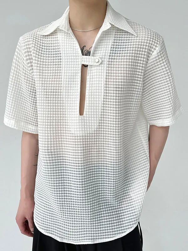 Mens Textured Slightly See Through Polo Shirt SKUJ49284 sold by Incerunmen product image thumbnail 2