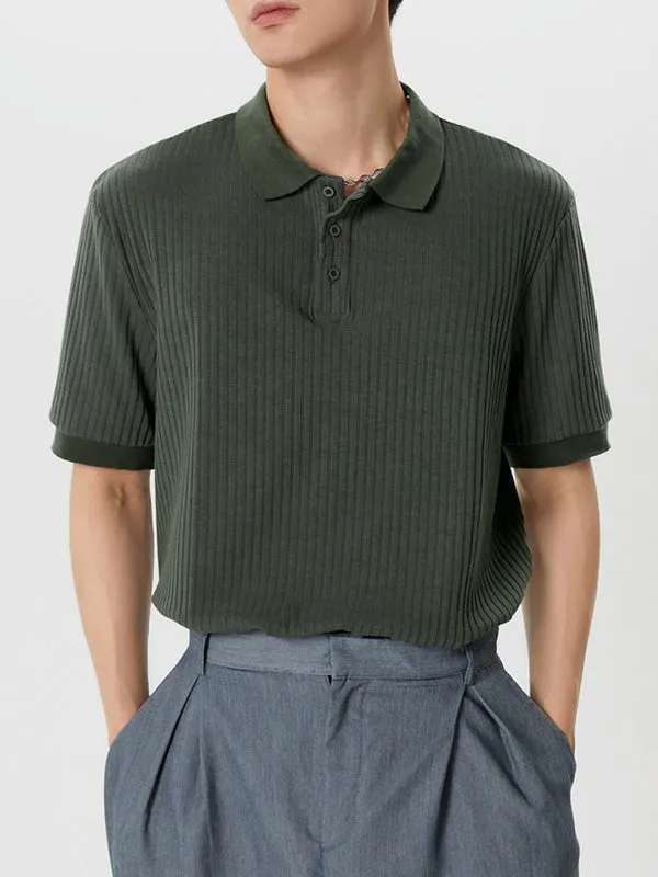 Mens Knitted Rib Pullover Golf Polo Shirt SKUJ37706 sold by Incerunmen
