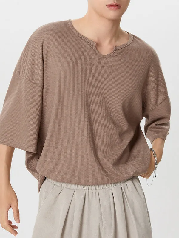 Mens Waffle Knit Drop Shoulder Loose Shirt SKUJ38881 sold by Incerunmen product image thumbnail 5