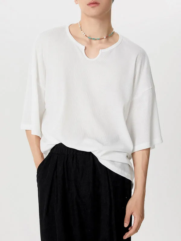 Mens Waffle Knit Drop Shoulder Loose Shirt SKUJ38881 sold by Incerunmen product image thumbnail 3