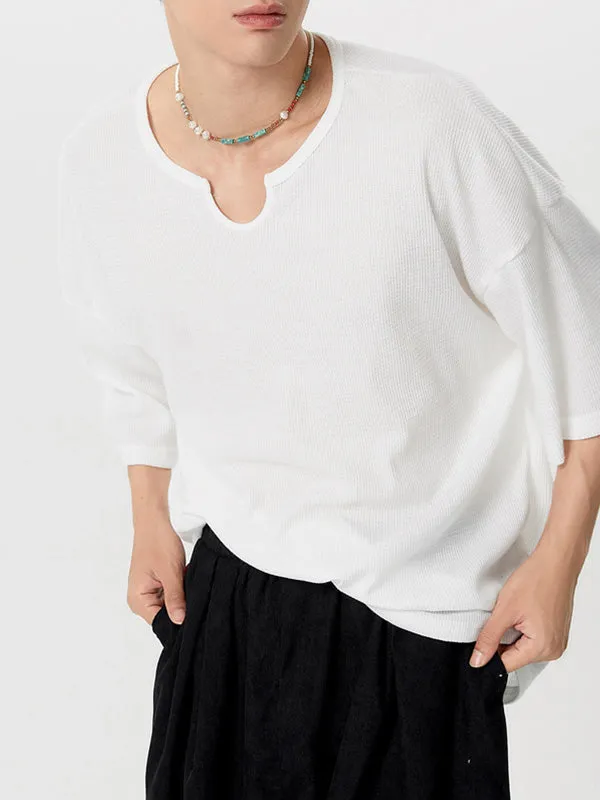 Mens Waffle Knit Drop Shoulder Loose Shirt SKUJ38881 sold by Incerunmen product image thumbnail 4