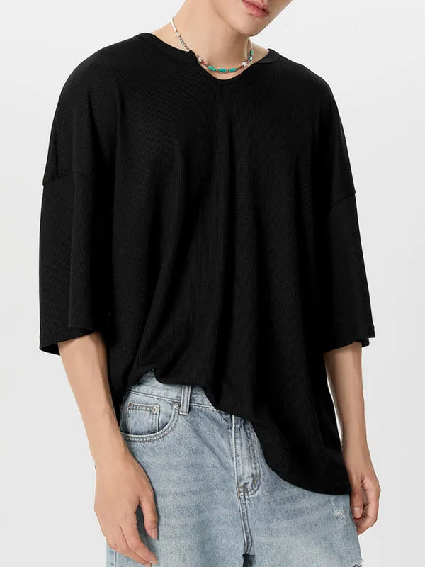 Mens Waffle Knit Drop Shoulder Loose Shirt SKUJ38881 sold by Incerunmen product image thumbnail 2