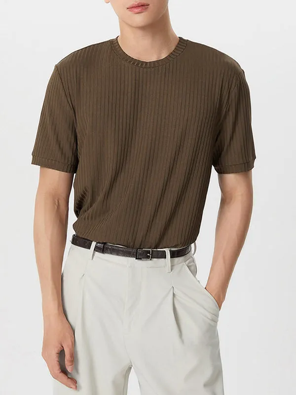 Mens Rib Knitted Crew Neck T-Shirt SKUJ35731 sold by Incerunmen product image thumbnail 5