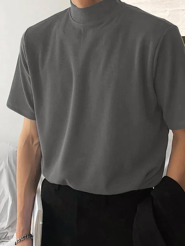 Mens Solid Mock Neck Short Sleeve Tee SKUJ35727 sold by Incerunmen product image thumbnail 3