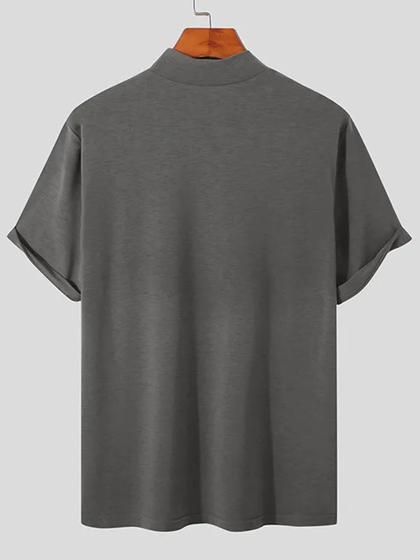 Mens Solid Mock Neck Short Sleeve Tee SKUJ35727 sold by Incerunmen product image thumbnail 5