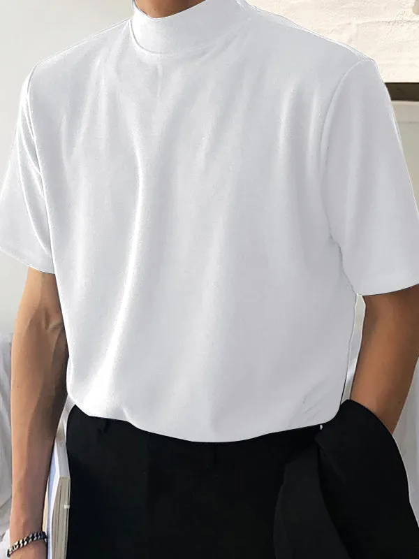 Mens Solid Mock Neck Short Sleeve Tee SKUJ35727 sold by Incerunmen product image thumbnail 2