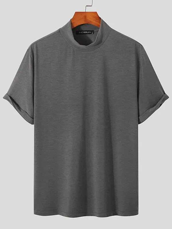 Mens Solid Mock Neck Short Sleeve Tee SKUJ35727 sold by Incerunmen product image thumbnail 4