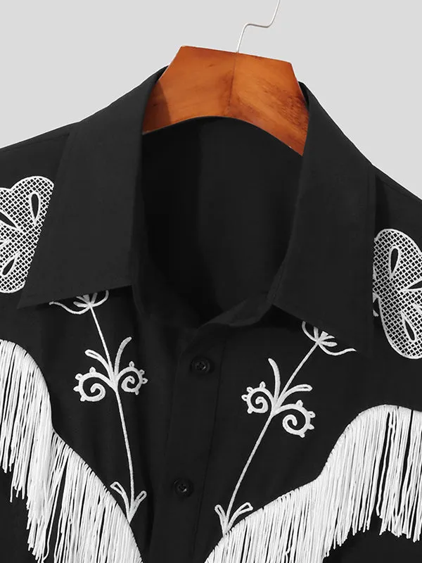 Mens Tassels Embroidered Fringe Long Sleeve Shirt SKUJ28921 sold by Incerunmen product image thumbnail 4