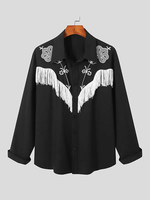 Mens Tassels Embroidered Fringe Long Sleeve Shirt SKUJ28921 sold by Incerunmen product image thumbnail 2