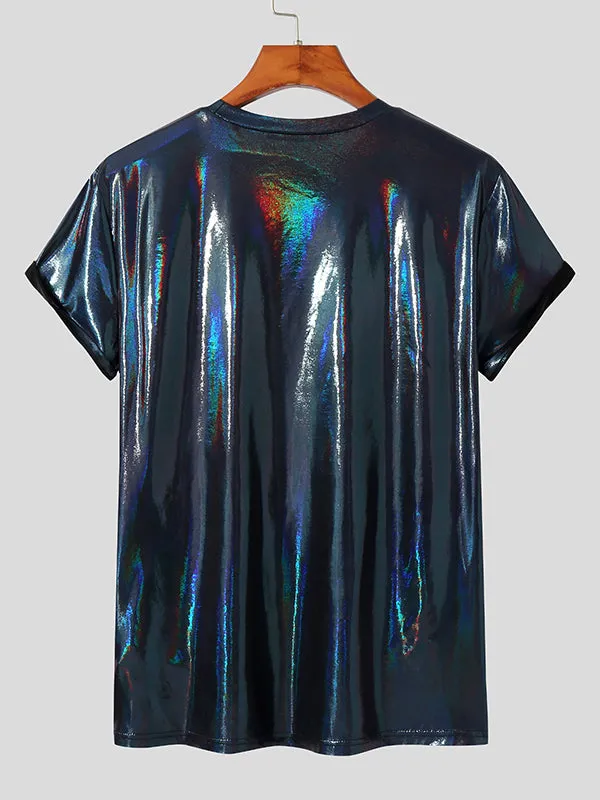 Mens Shiny Coating Skinny T-Shirt SKUJ20874 sold by Incerunmen product image thumbnail 4