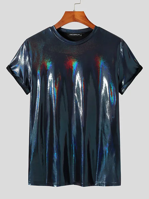 Mens Shiny Coating Skinny T-Shirt SKUJ20874 sold by Incerunmen product image thumbnail 3