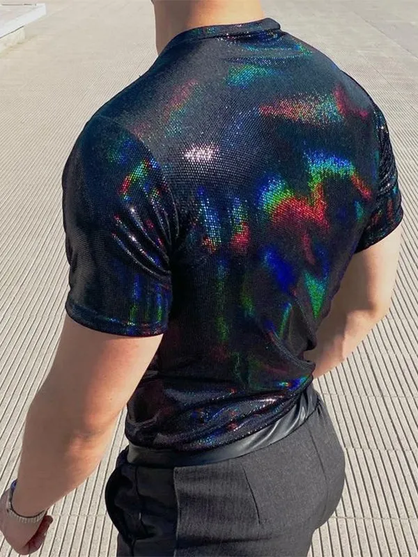 Mens Shiny Coating Skinny T-Shirt SKUJ20874 sold by Incerunmen product image thumbnail 2