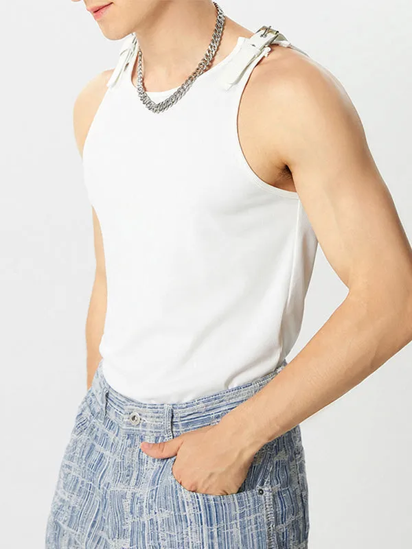 Mens Leather Shoulder Buckle Design Knitted Vest SKUJ20873 sold by Incerunmen product image thumbnail 5