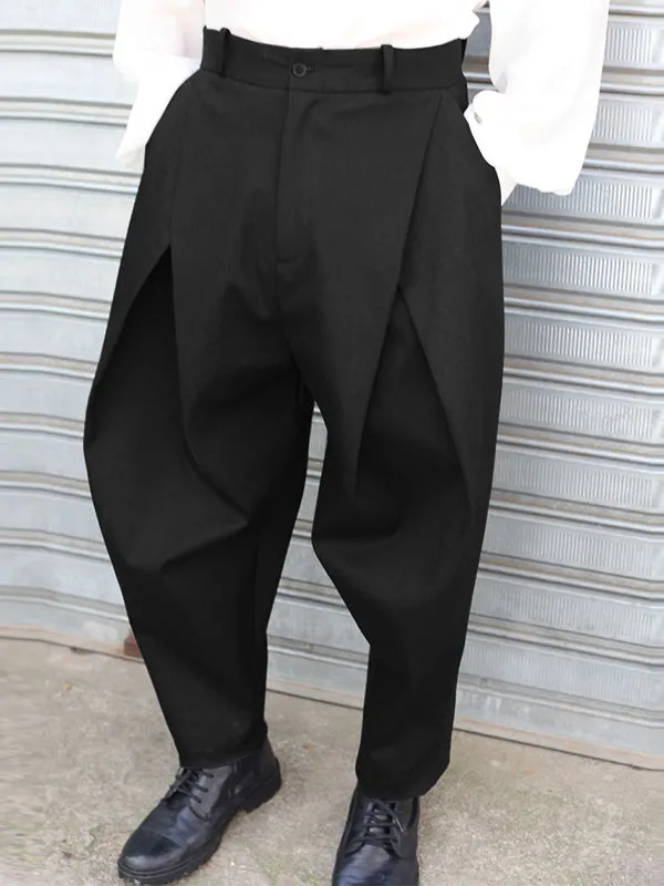 Mens Plain Cross Pleated Pants SKUJ14195 sold by Incerunmen