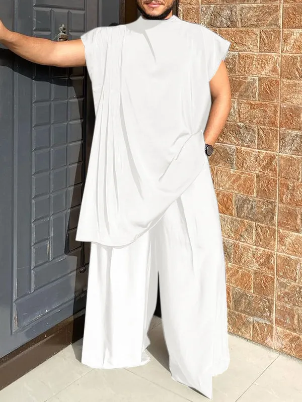 Mens Plain Pleated Loose 2 Piece Set SKUJ16756 sold by Incerunmen product image thumbnail 2