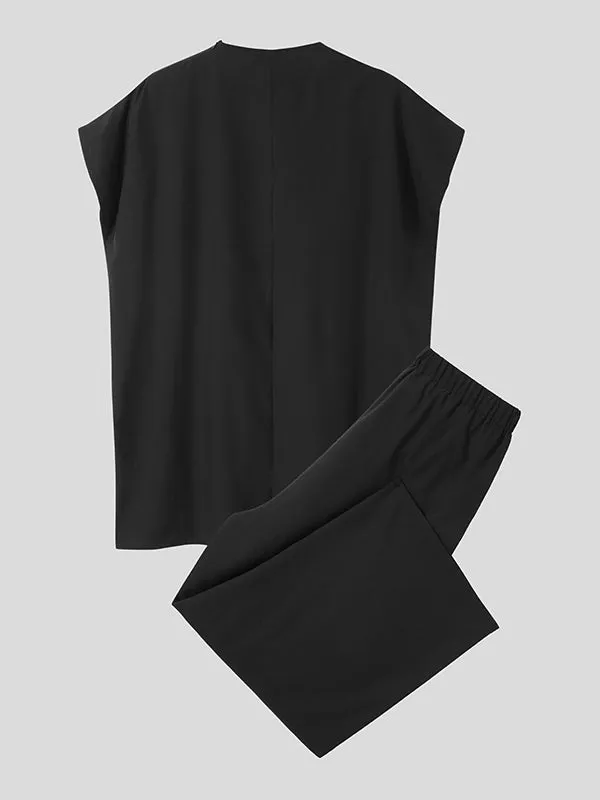 Mens Plain Pleated Loose 2 Piece Set SKUJ16756 sold by Incerunmen product image thumbnail 4