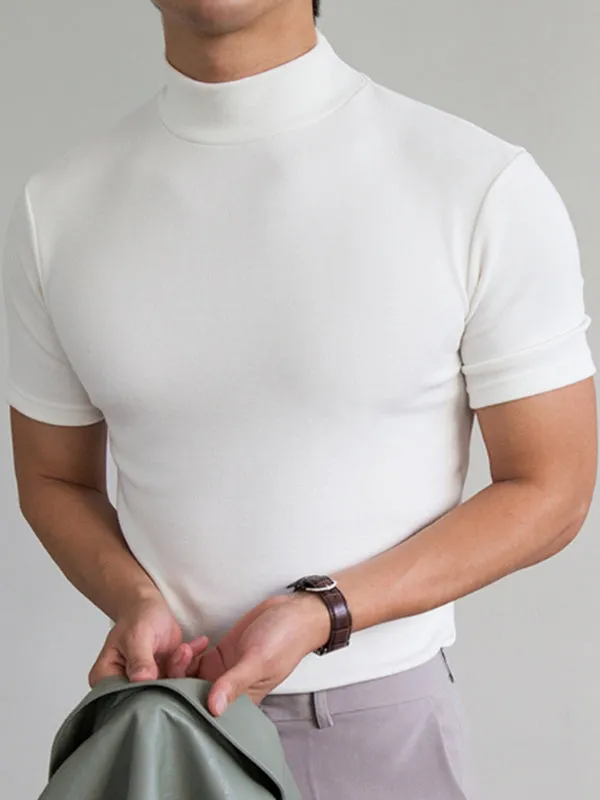 INCERUN Mens High Neck Slim Fit T-shirt SKUJ03680 sold by Incerunmen