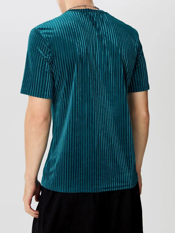 Mens Velvet Striped Round Neck Casual T-shirts SKUI87788 sold by Incerunmen product image thumbnail 3