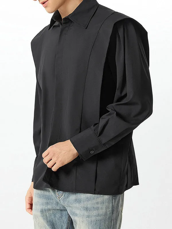 Mens Shoulder Ruffled Concealed Placket Casual Shirts SKUI73783 sold by Incerunmen product image thumbnail 2
