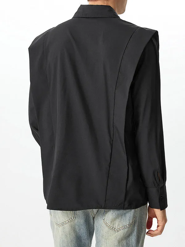 Mens Shoulder Ruffled Concealed Placket Casual Shirts SKUI73783 sold by Incerunmen product image thumbnail 3