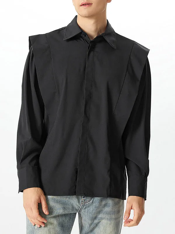 Mens Shoulder Ruffled Concealed Placket Casual Shirts SKUI73783 sold by Incerunmen