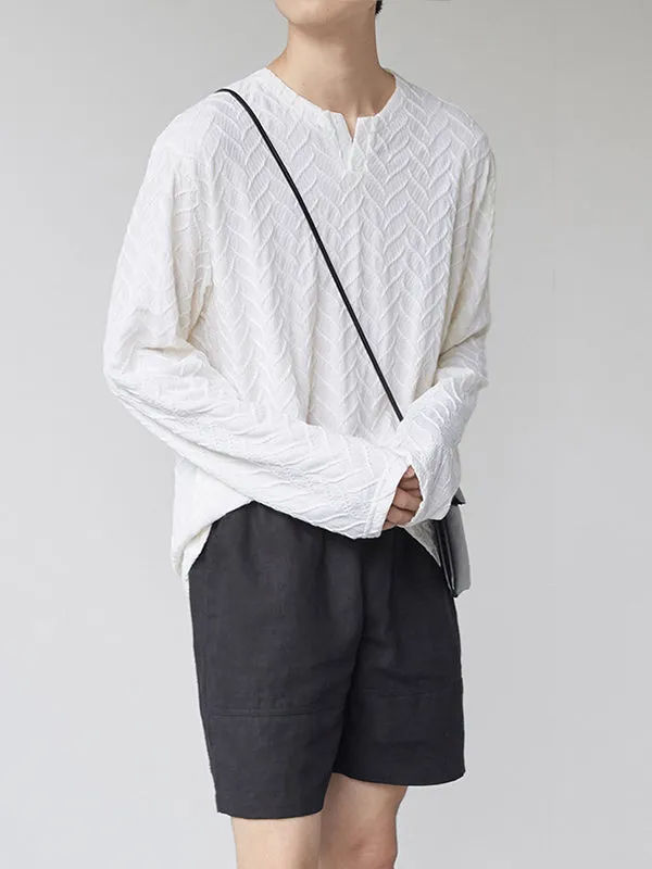 Mens V-neck Mercerized Cotton Long-sleeved Shirts SKUI34308 sold by Incerunmen