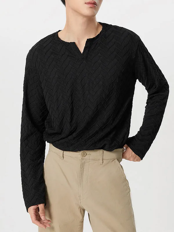 Mens V-neck Mercerized Cotton Long-sleeved Shirts SKUI34308 sold by Incerunmen product image thumbnail 3