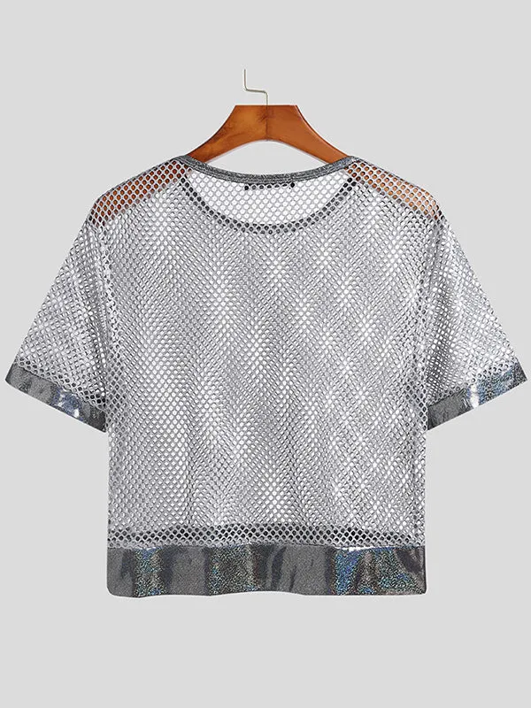 Mens Round Neck Mesh Short Sleeve T-Shirts SKUI30745 sold by Incerunmen product image thumbnail 4