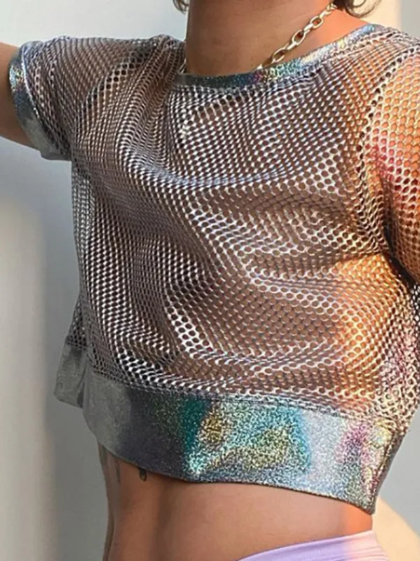 Mens Round Neck Mesh Short Sleeve T-Shirts SKUI30745 sold by Incerunmen product image thumbnail 2