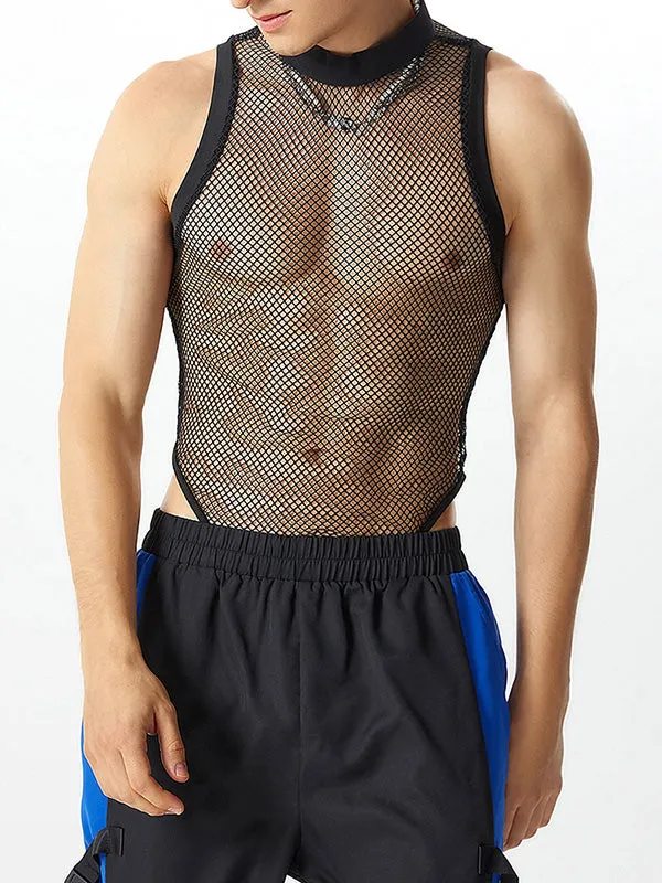 Mens Sexy Mesh Sleeveless Triangle Jumpsuit SKUI24872 sold by Incerunmen