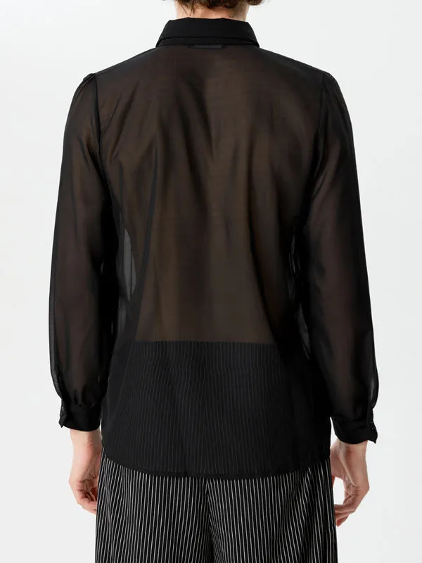 INCERUN Mens Casual Tie See-through Pleated Shirts SKUI12973 sold by Incerunmen product image thumbnail 4