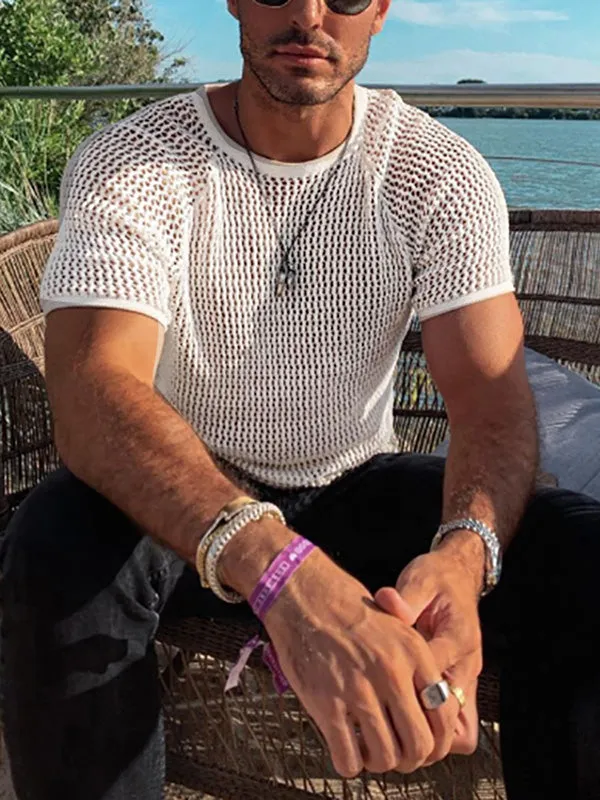 Men's Sexy Hollow Mesh Short-sleeved T-Shirts SKUH24244 sold by Incerunmen
