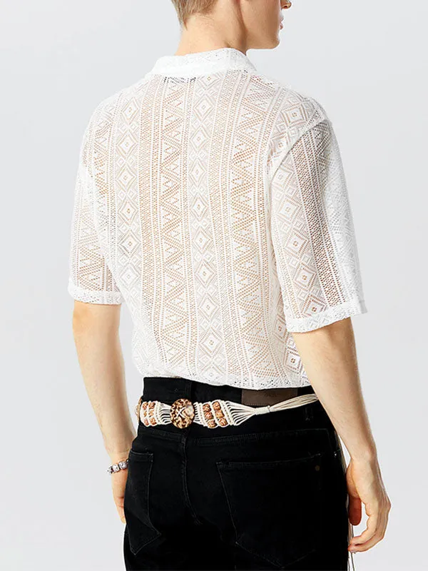 Men's Sexy Hollow Lace Loose Shirts SKUH98947 sold by Incerunmen product image thumbnail 5